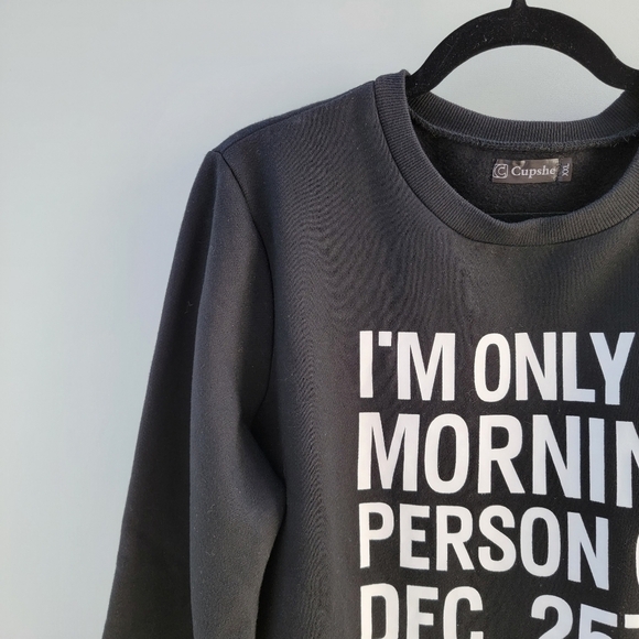 Cupshe Morning Person Dec 25th Black Sweatshirt - Picture 3 of 11